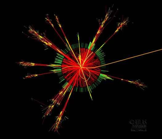 LHC的ATLAS偵測器中模擬的黑洞事件