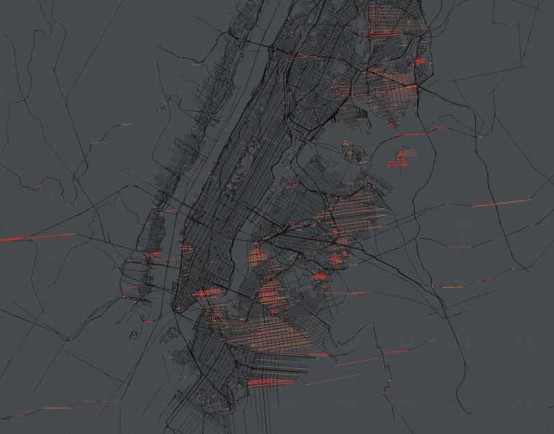 紐約市日落時分街道的視覺化數據